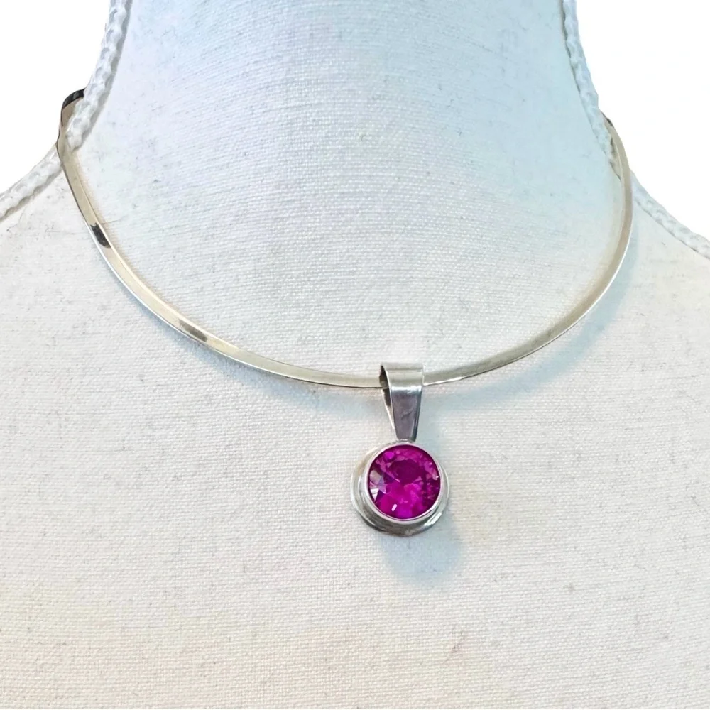 Extraordinary Natural Pinkish-Red Sapphire Sterling Silver Pendant